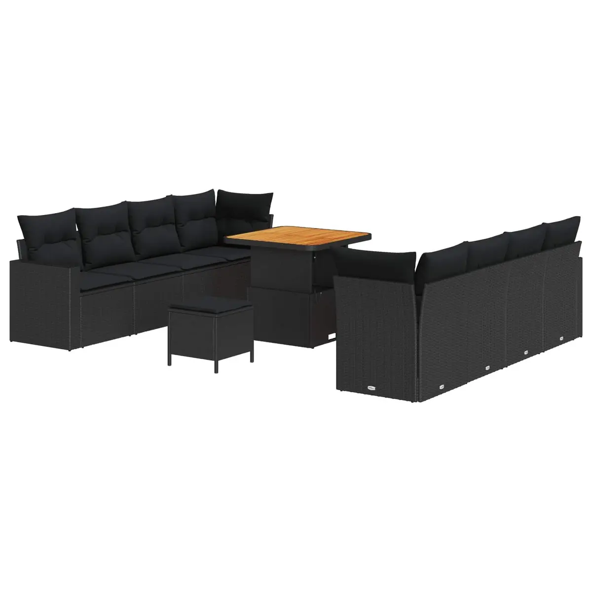 Garden Sofa Set Modular Outdoor Seating Black Poly Rattan Cushions 12 Pcs