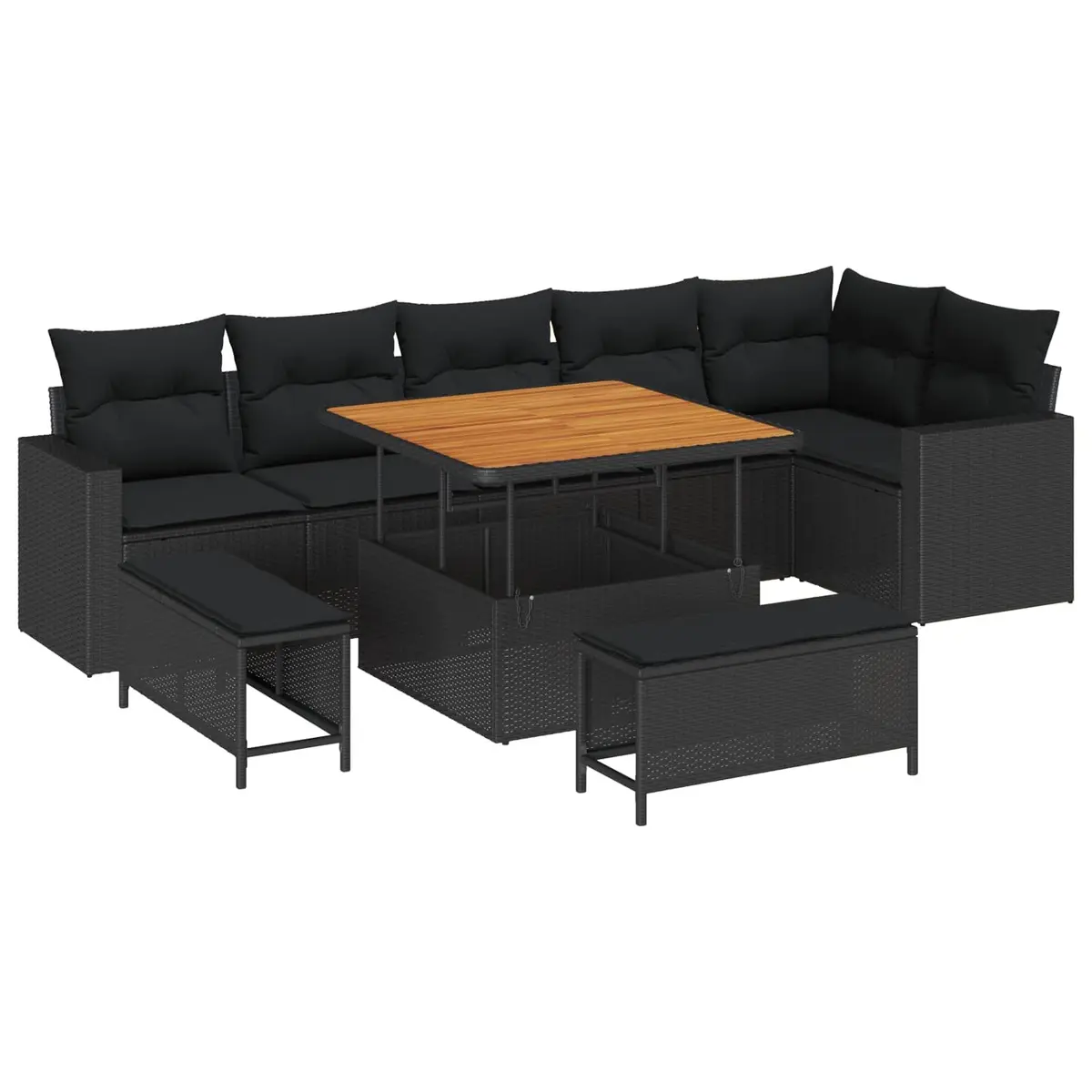 Modular Garden Sofa Set 11 Piece Black Rattan Outdoor Furniture