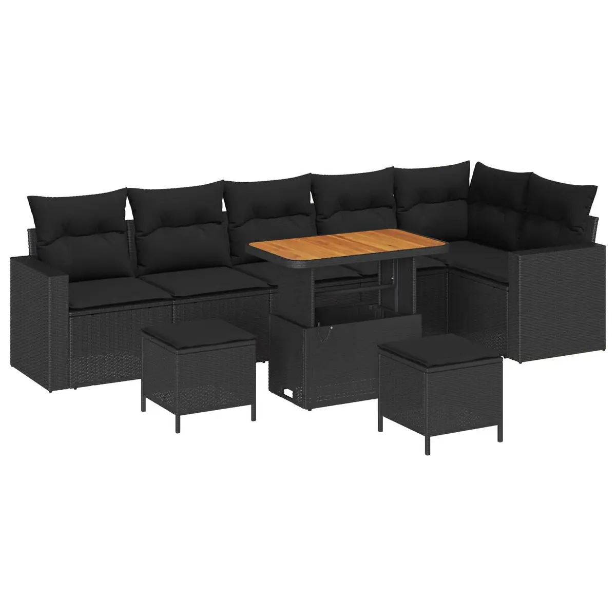 Outdoor Garden Sofa Set 11 Piece Modular Patio Seating with Cushions Black