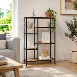 Bookcase Shelving Unit 80x30x120 cm Steel Frame Brown Storage Organiser Shelf