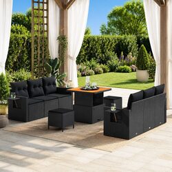 Outdoor Garden Sofa Set 9 Piece Modular Seating Lounge with Storage Benches