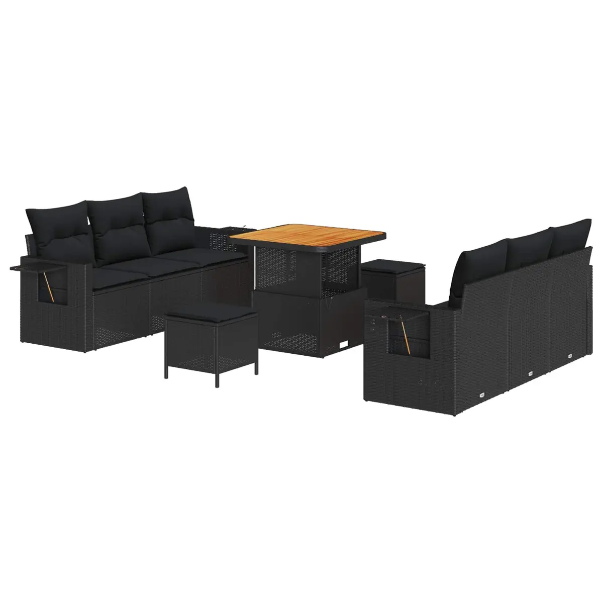 Modular Garden Sofa Set 9 Piece Outdoor Seating with Storage Benches