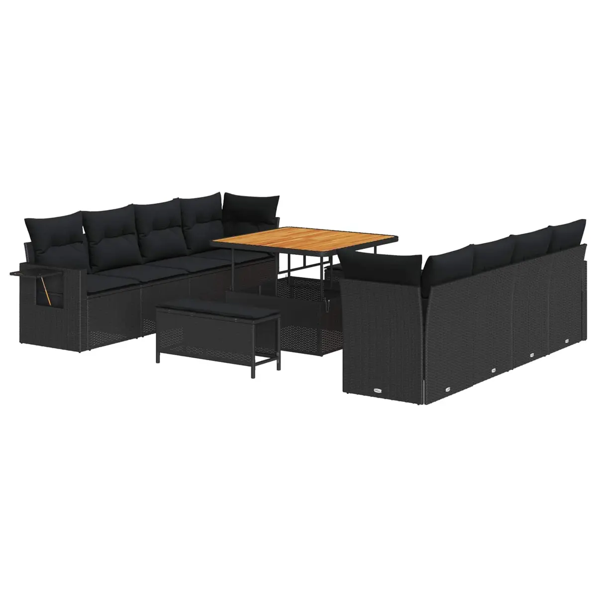 Garden Sofa Set Black Poly Rattan Outdoor Modular Lounge Furniture Patio