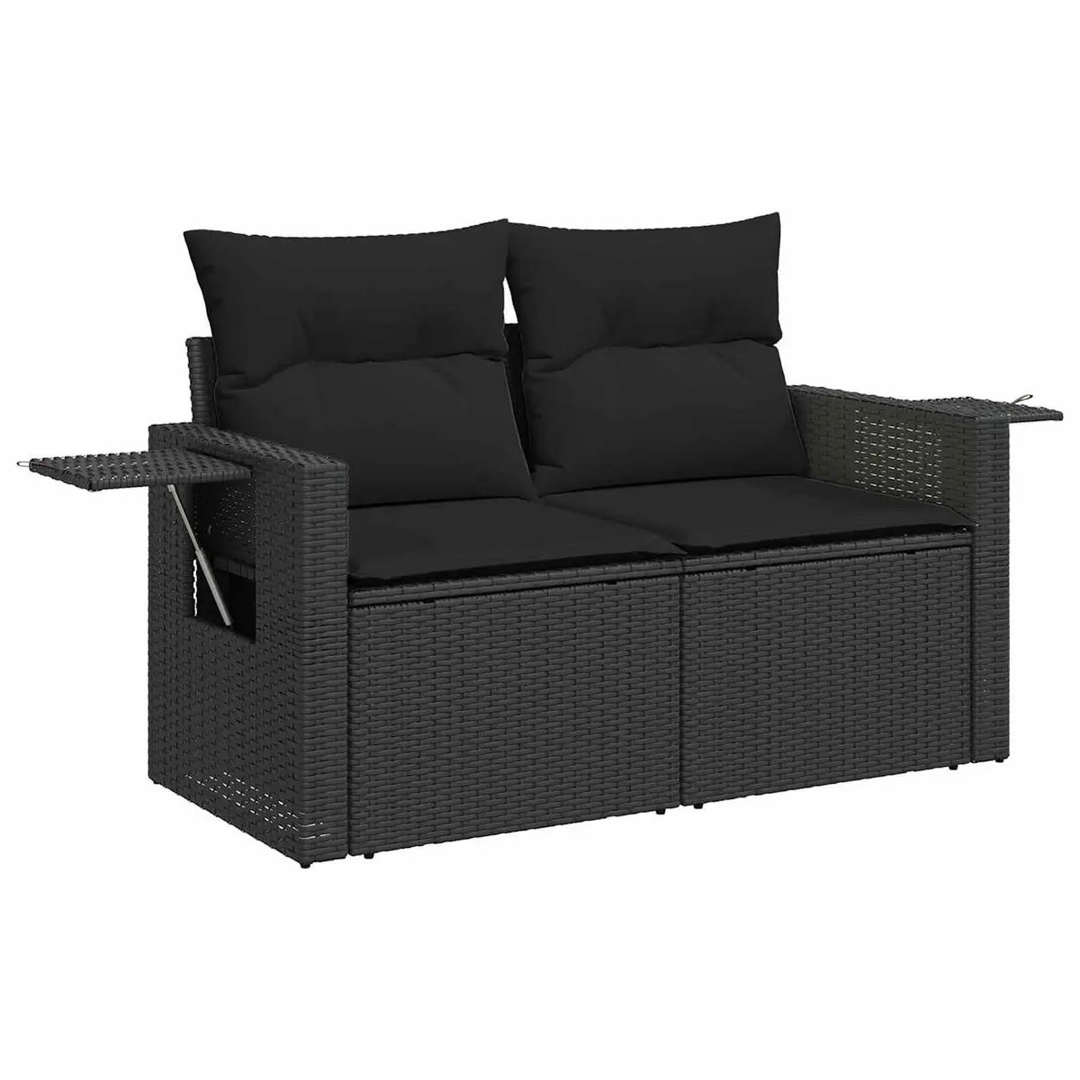 Outdoor Garden Sofa Set 9 Pcs Black Poly Rattan Modular Patio Seating Cushion
