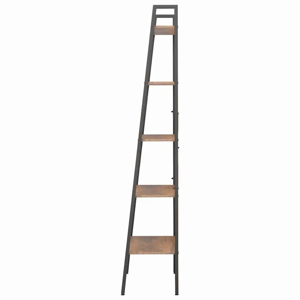 5-Tier Standing Shelf Dark Brown Black Storage Bookcase Home Office Display Rack
