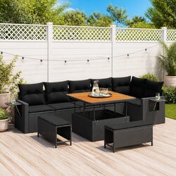 Friendly 11-Piece Modular Garden Sofa Set in Black