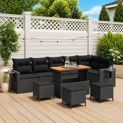 Friendly Black Rattan Modular Outdoor Sofa Set 12 pcs