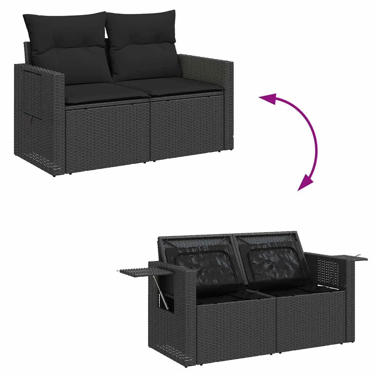 Modular Garden Sofa Set 13 Pieces Black Poly Rattan Outdoor Seating with