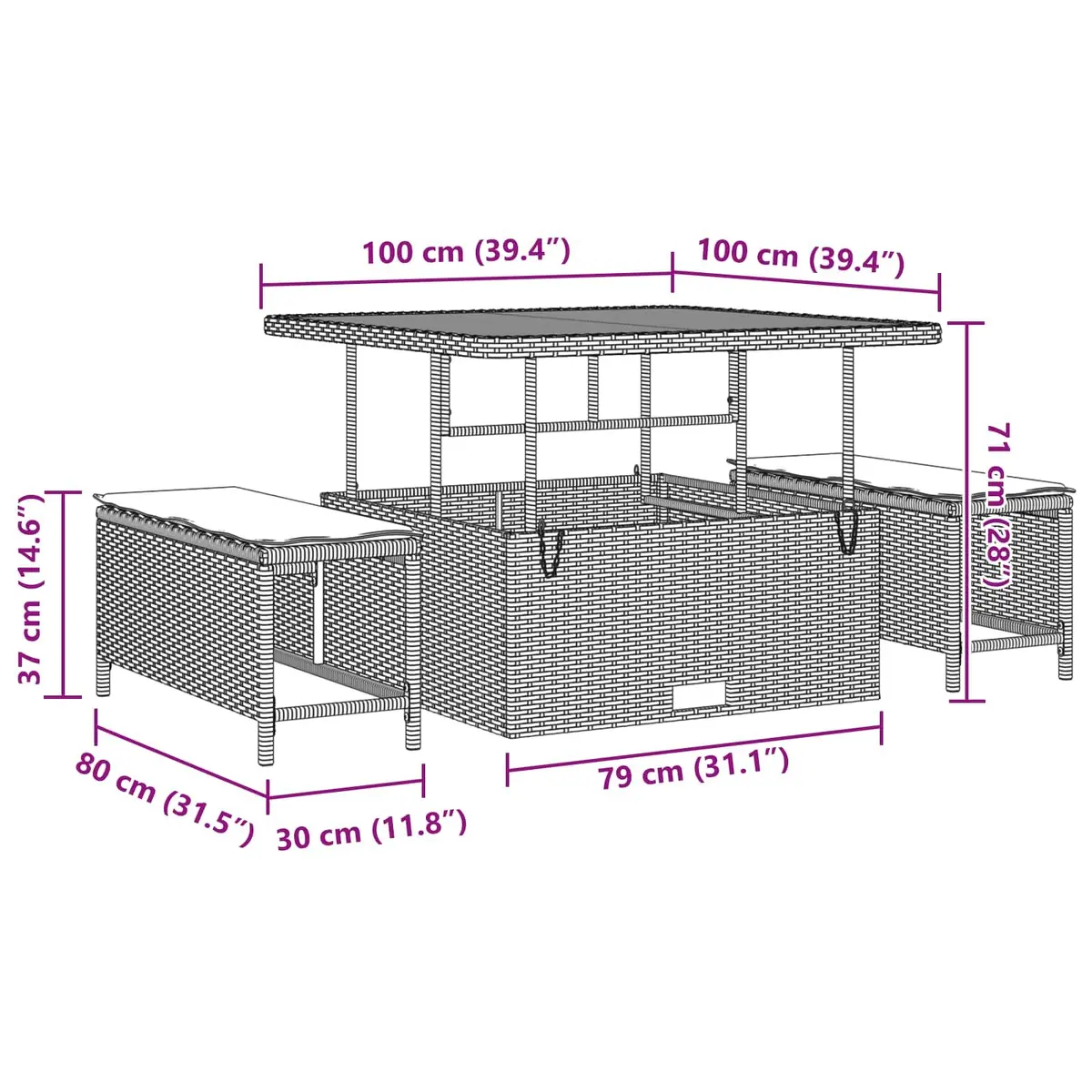 Garden Sofa Set Modular Black Poly Rattan 13 Pieces Outdoor Furniture