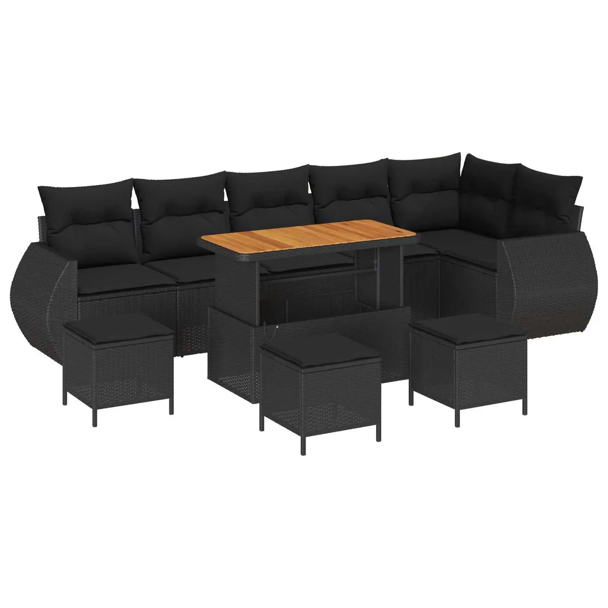 Outdoor Garden Sofa Set Modular Black Poly Rattan 10 Pieces