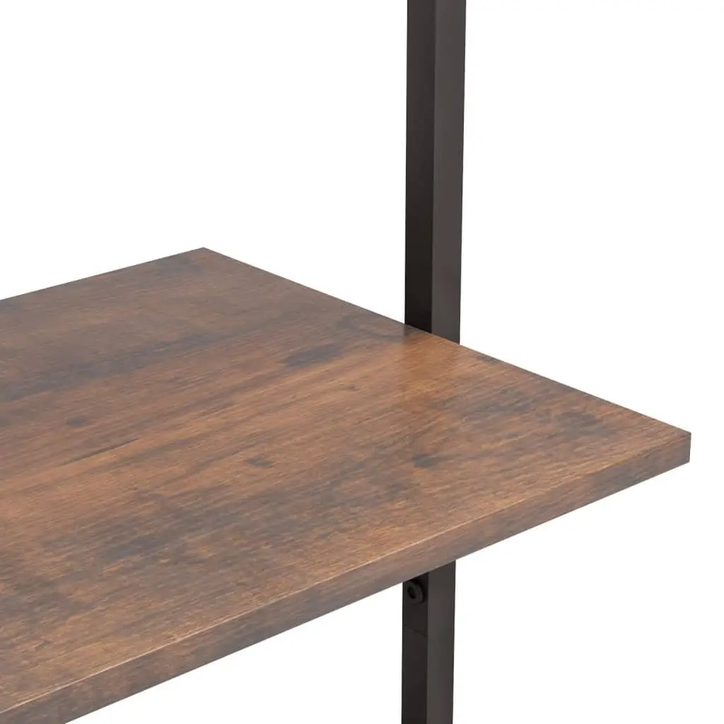 5-Tier Leaning Shelf Dark Brown Black Storage Bookcase