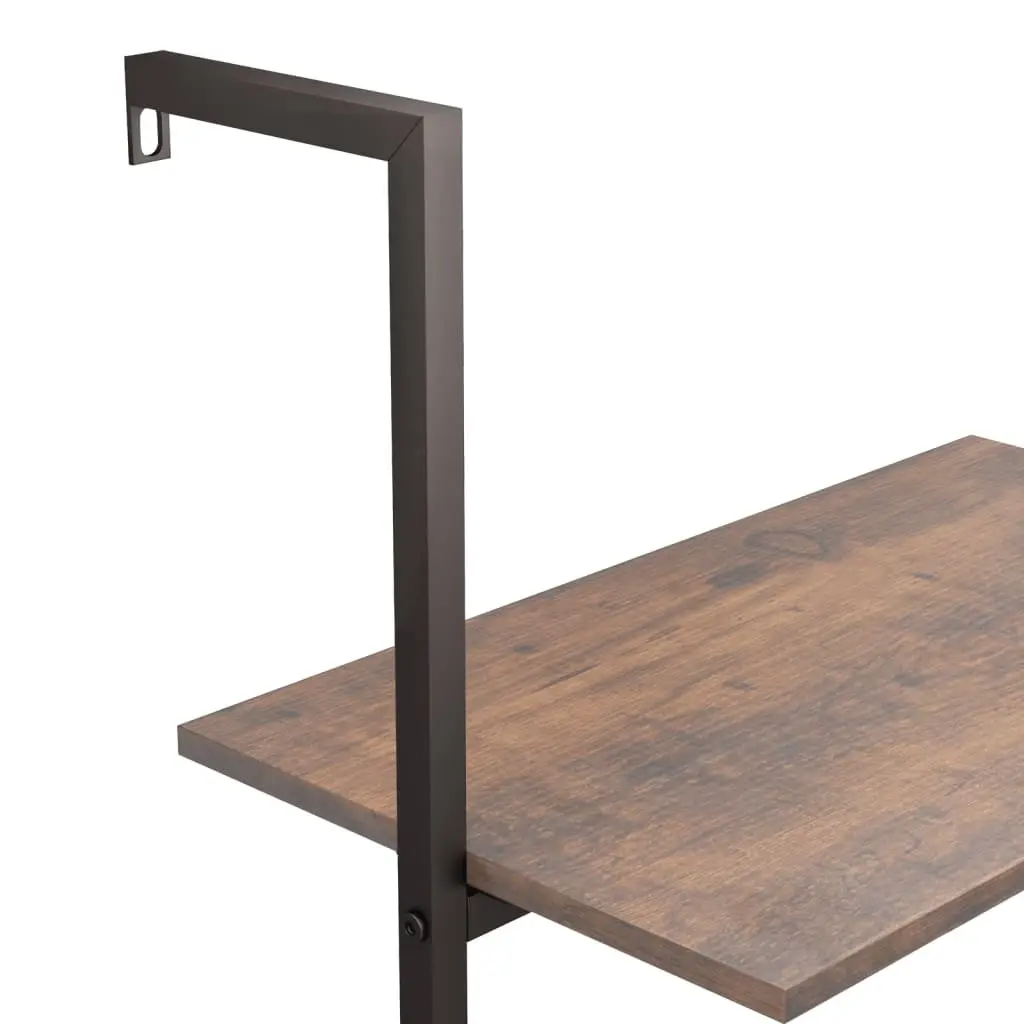 5-Tier Leaning Shelf Dark Brown Black Storage Bookcase