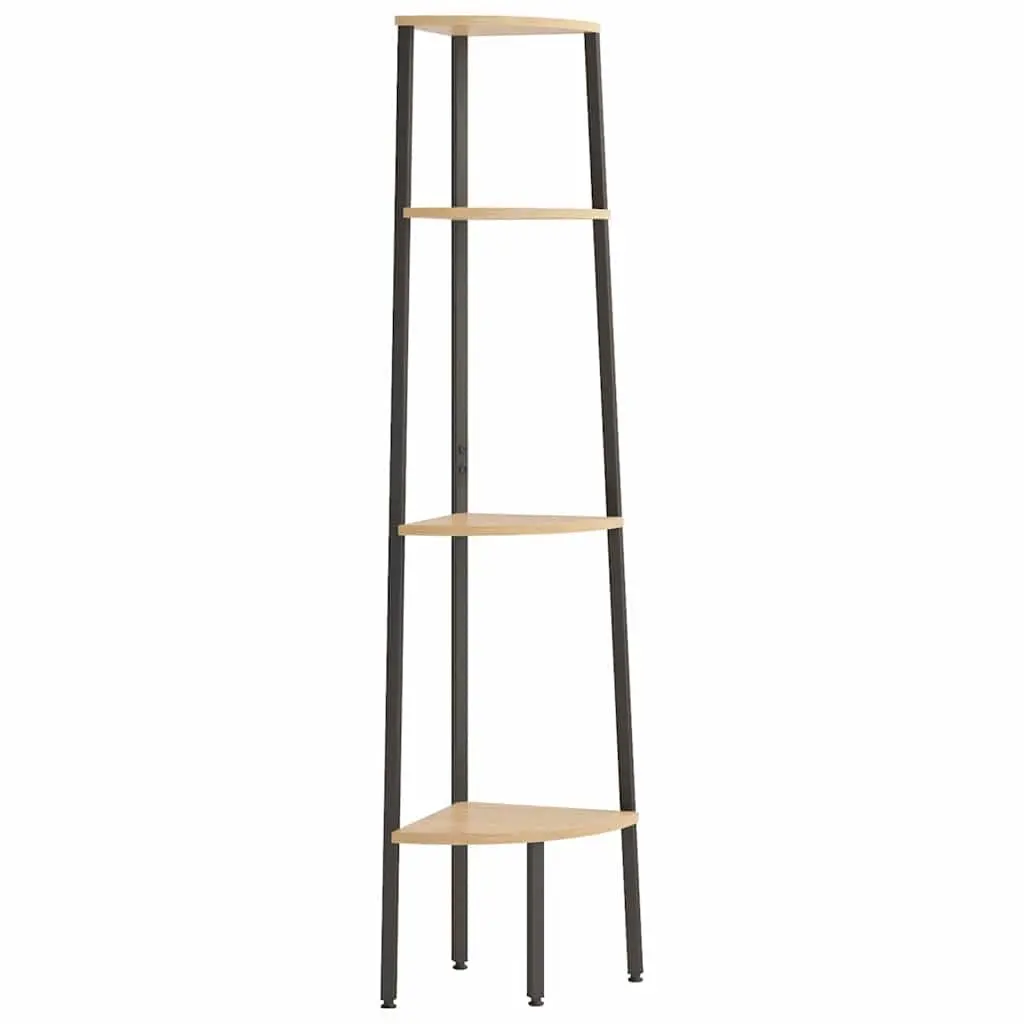 4-Tier Corner Shelf Unit Storage Bookcase Standing Shelves Living Room Home