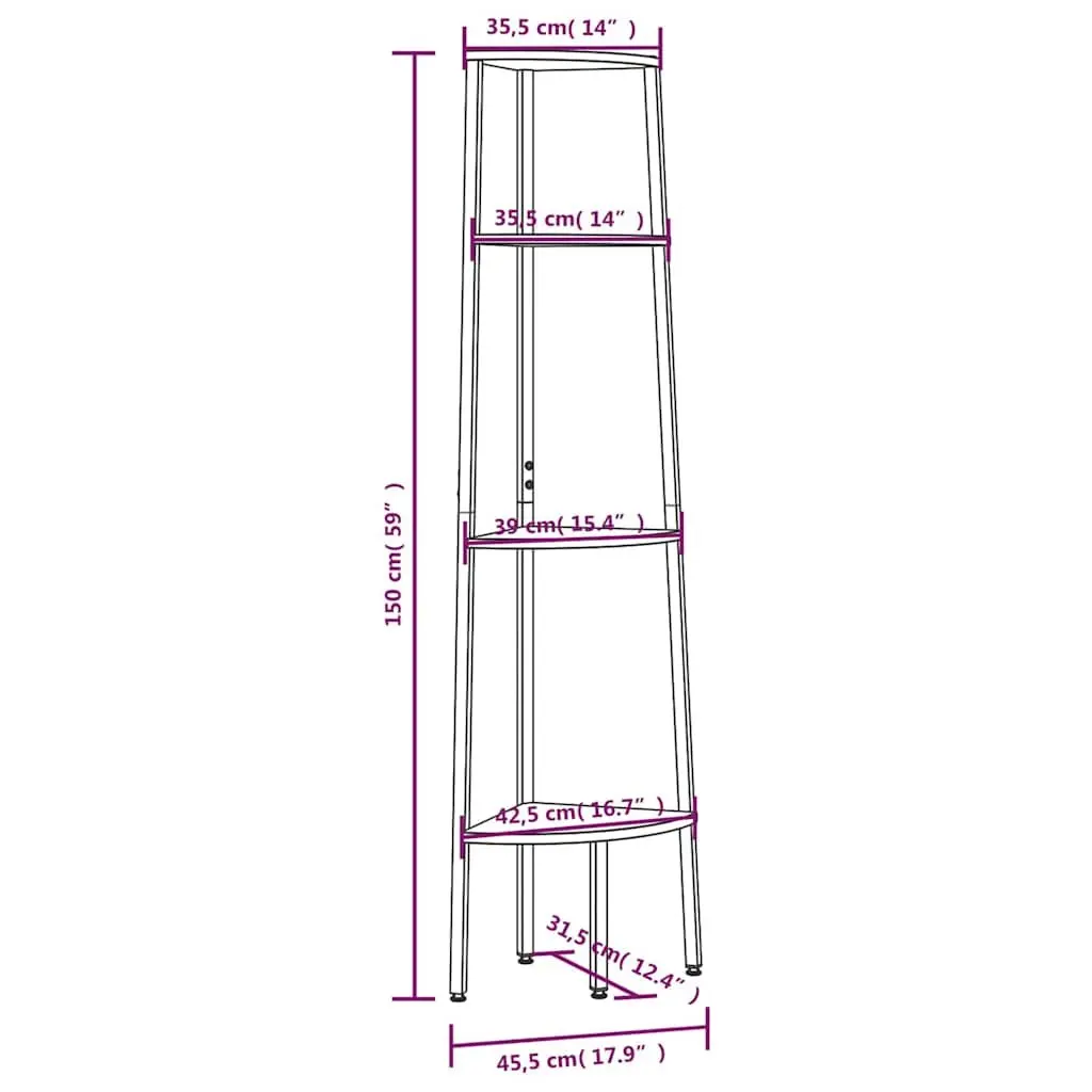 4-Tier Corner Shelf Unit Storage Bookcase Standing Shelves Living Room Home
