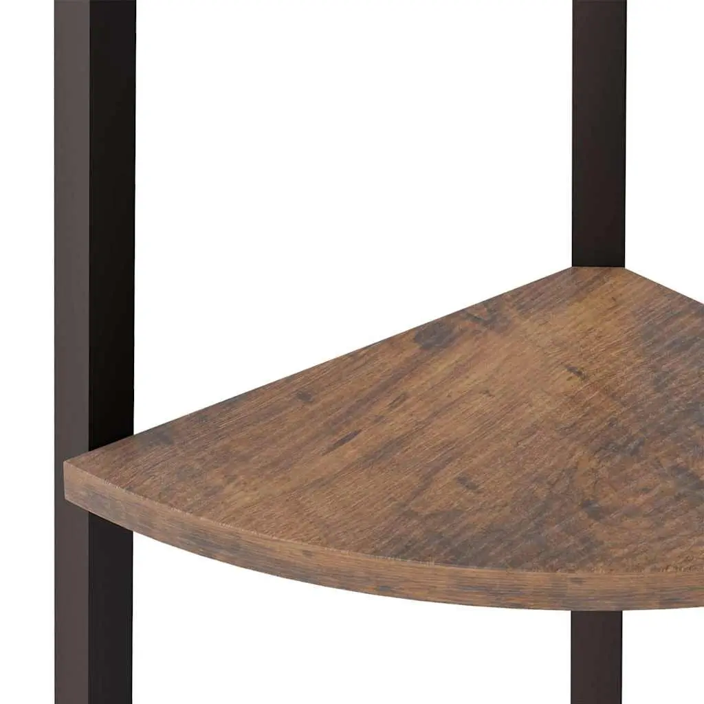 4-Tier Corner Shelf Storage Dark Brown Black 45.5x31.5x150cm Compact Steel Frame