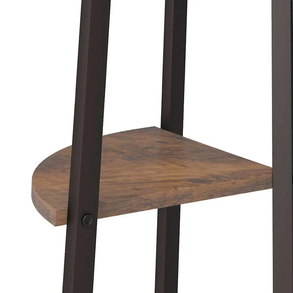 4-Tier Corner Shelf Storage Dark Brown Black 45.5x31.5x150cm Compact Steel Frame