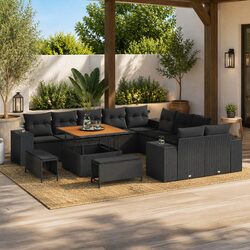 Friendly 13-Piece Modular Garden Sofa Set in Black
