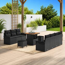 Outdoor Garden Sofa Set 10 pcs Modular Poly Rattan Black with Storage Cushions