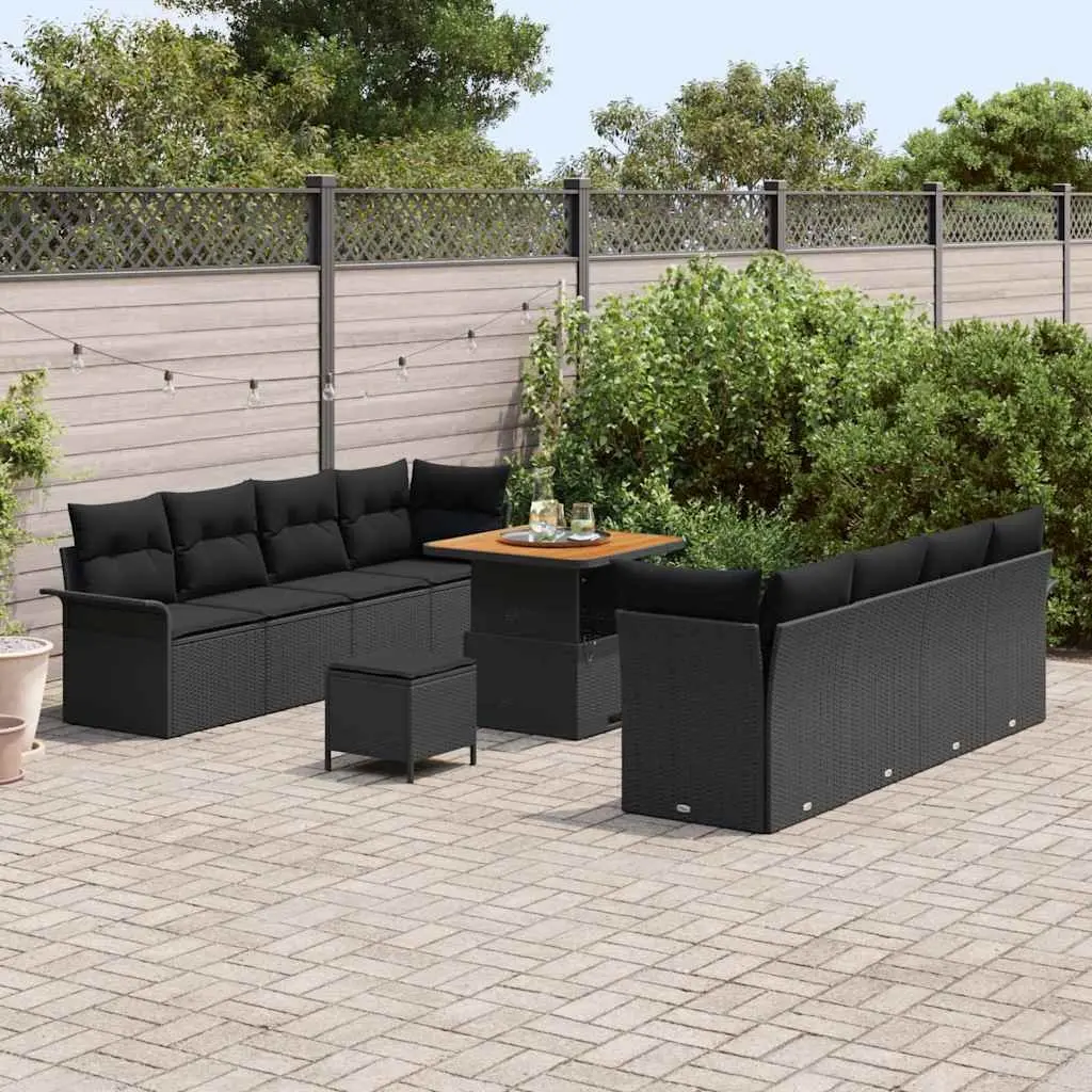 Modular Outdoor Garden Sofa Set with Storage Black Sectional Seating