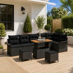 Friendly 9-Piece Modular Garden Sofa Set for You