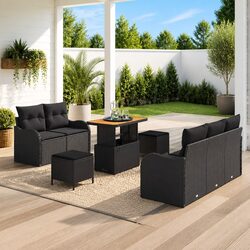 Outdoor Garden Sofa Set Modular Lounge 8 Piece Black with Storage Cushions
