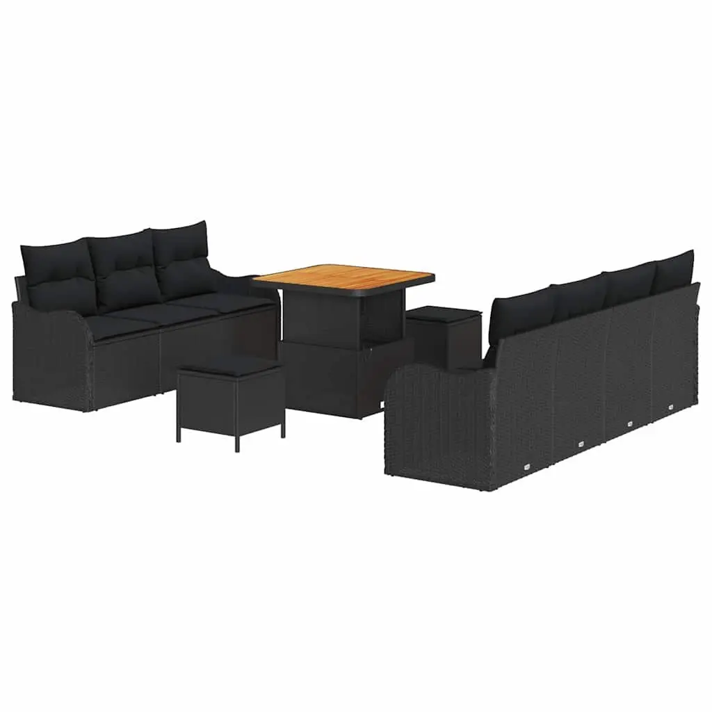 Outdoor Garden Sofa Set 10pcs Modular Seating with Storage Cushions Black