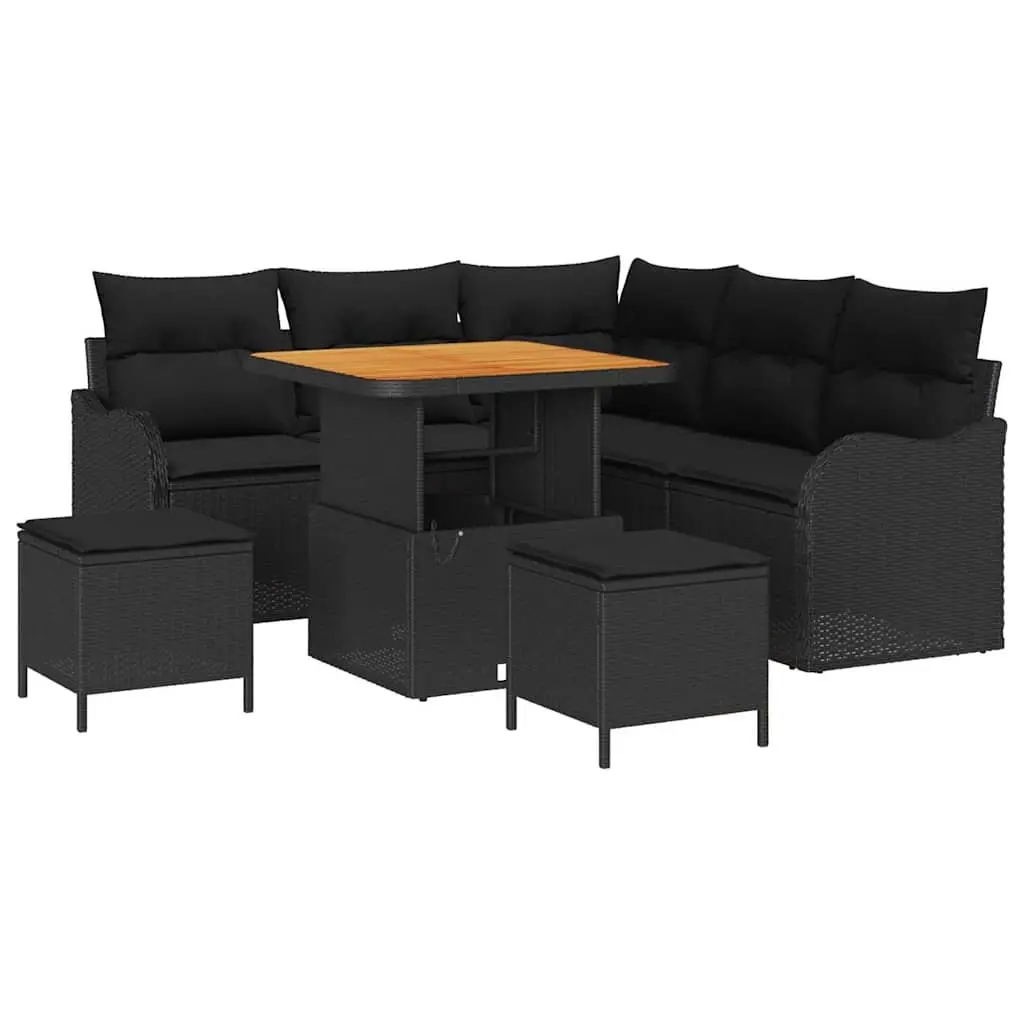 Outdoor Garden Sofa Set 8 Piece with Storage Cushion Black Patio Seating