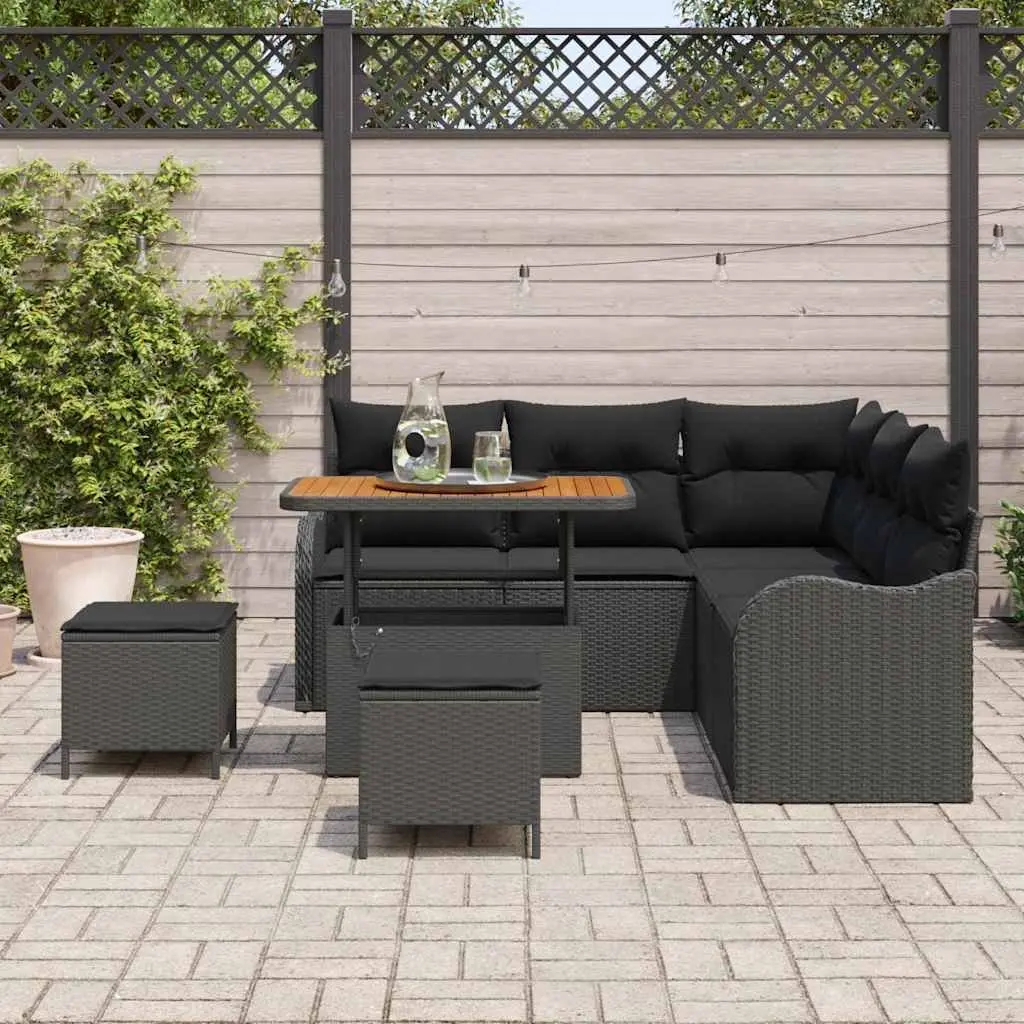 Outdoor Garden Sofa Set 8 Piece Modular Seating with Storage Black Patio