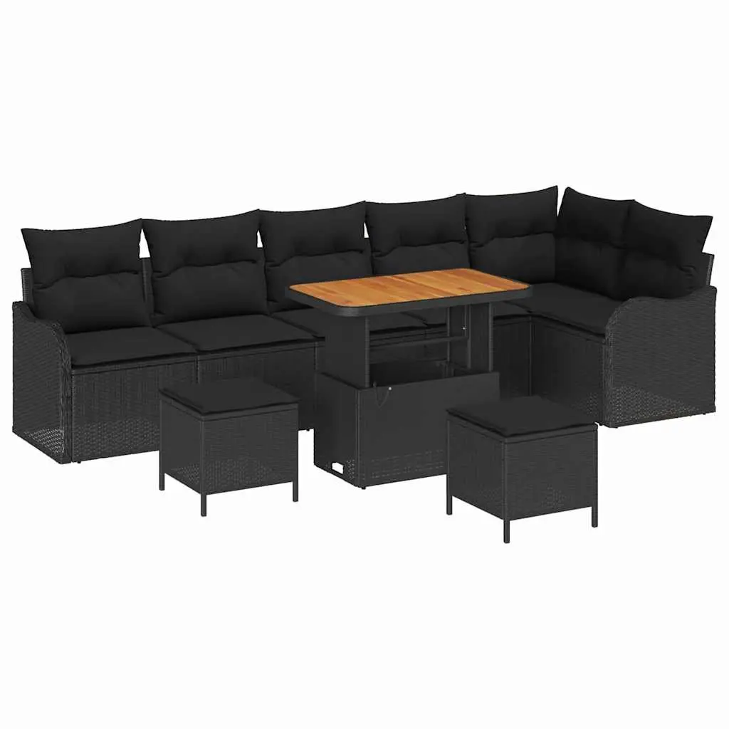 9 Piece Modular Outdoor Garden Sofa Set Black with Storage