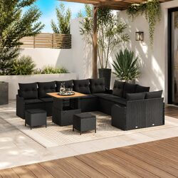 Outdoor Garden Sofa Set 13 Pieces Black Patio Seating with Storage Cushions