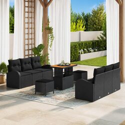 Outdoor Garden Sofa Set 9 Piece Modular Lounge with Storage Cushion Black