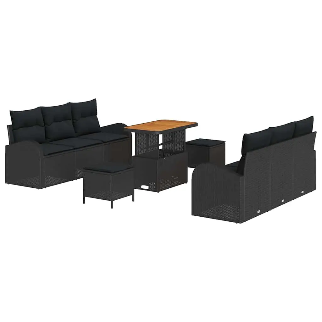 Outdoor Garden Sofa Set 9 Piece Modular Lounge with Storage Cushion Black