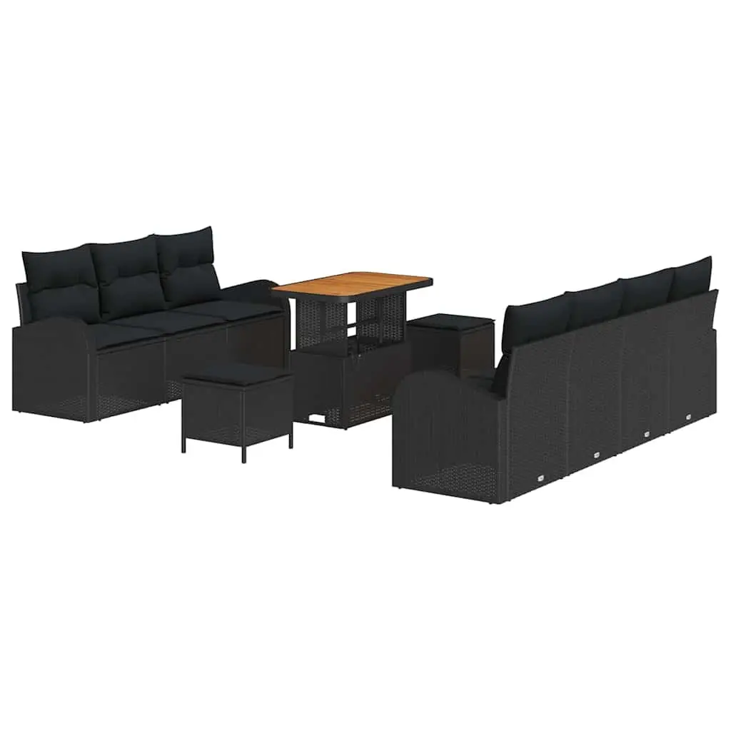 Modular Garden Sofa Set with Storage 10 Piece Poly Rattan Black