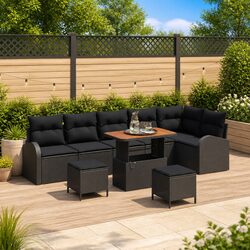 Friendly 9-Piece Black Outdoor Sofa Set with Storage Options
