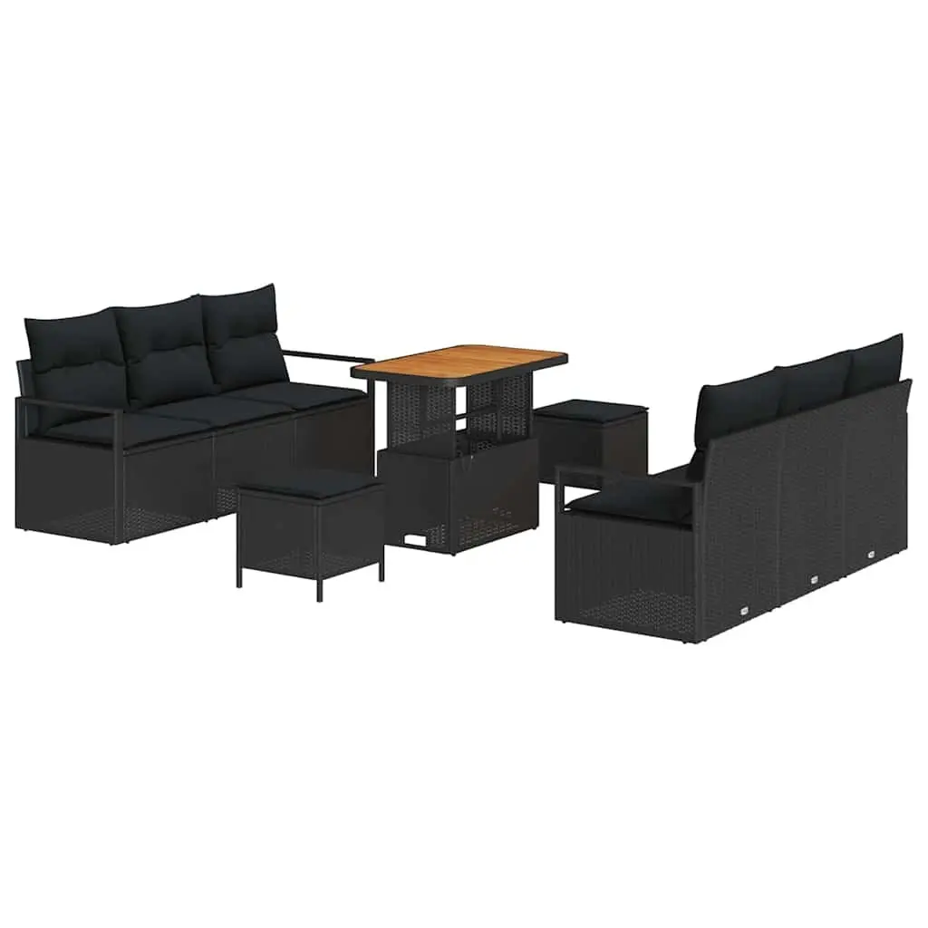 Outdoor Garden Sofa Set 9 Piece Modular Poly Rattan Patio Furniture with Storage