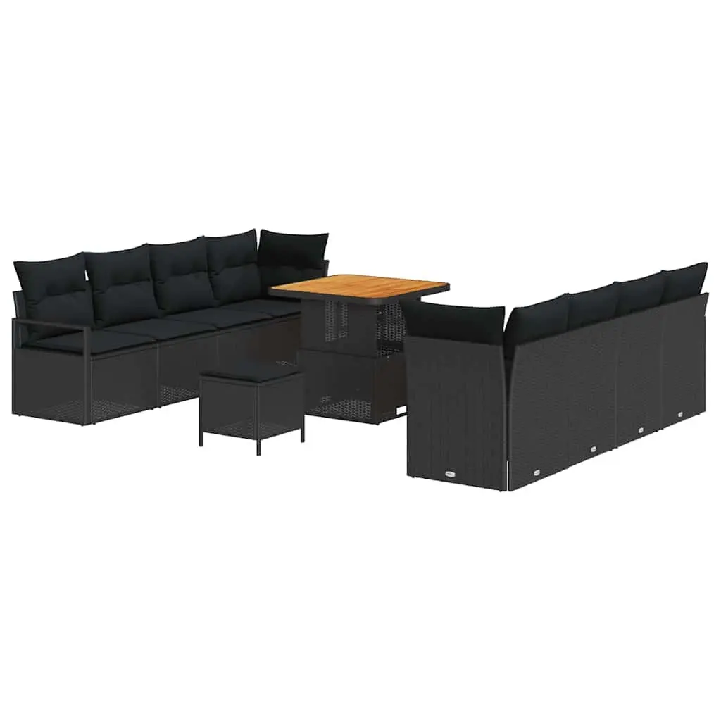 Garden Sofa Set with Storage Black Outdoor Furniture Poly Rattan Modular Lounge