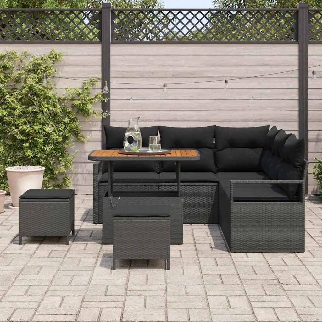 Modular Outdoor Garden Sofa Set 8 Pieces Rattan Sectional Seating with Storage