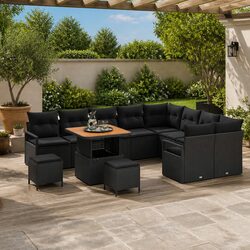 Your Friendly 12pc Black Poly Rattan Outdoor Sofa Set