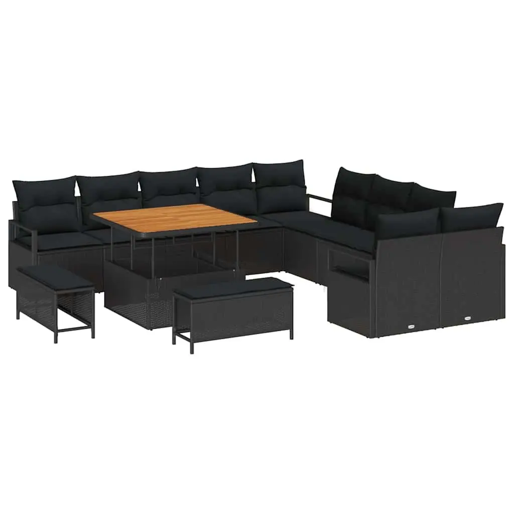 Outdoor Garden Sofa Set with Storage 13 Pieces Black