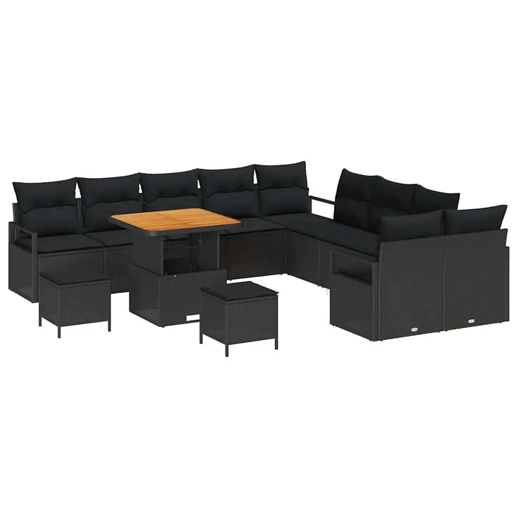 Outdoor Garden Sofa Set 13 Piece Patio Furniture with Storage Cushions Black