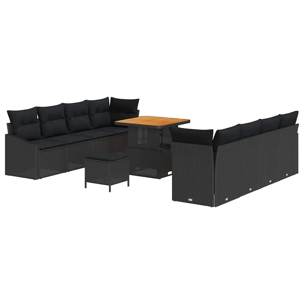 Outdoor Garden Sofa Set Black Rattan 11 Piece with Storage