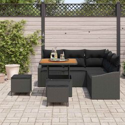 Friendly 8-Piece Black Modular Garden Sofa Set