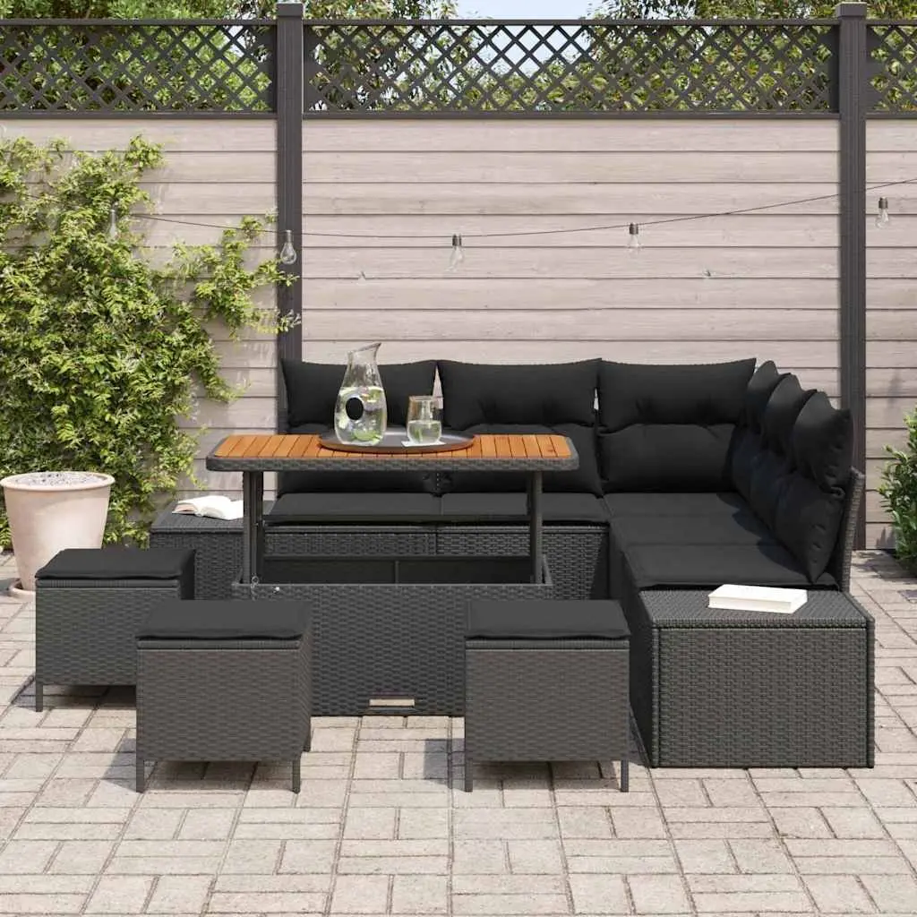 Outdoor Garden Sofa Set 9 Pieces Modular Poly Rattan Lounge Furniture with