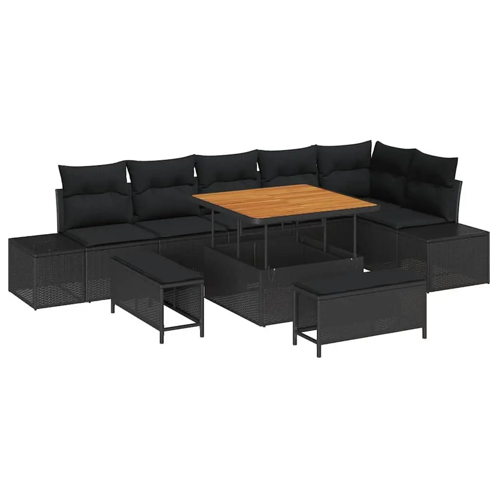 Modular 9-Piece Garden Sofa Set in Black