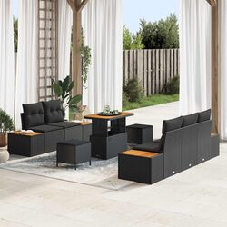 Friendly Black 8-Piece Modular Sofa Set for Your Garden