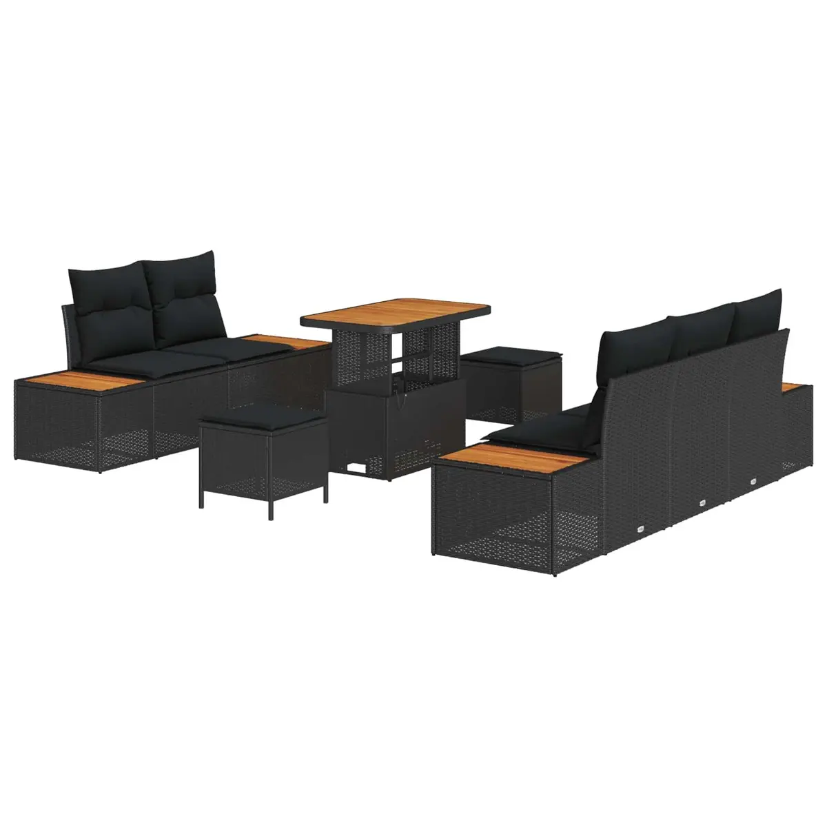 Garden Sofa Set 8 Pieces Outdoor Lounge Modular Seating with Storage Black