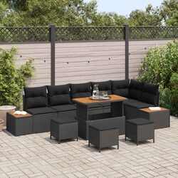 Friendly 10-Piece Outdoor Garden Sofa Set in Black