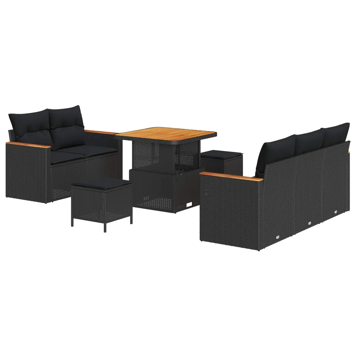 Outdoor Sofa Set Modular Garden Furniture 10 Piece with Cushions Black