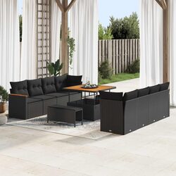 Friendly 12-Piece Black Rattan Garden Sofa Set