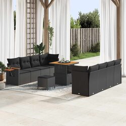 Outdoor Garden Sofa Set 12 Pieces Modular Black Poly Rattan Patio Seating